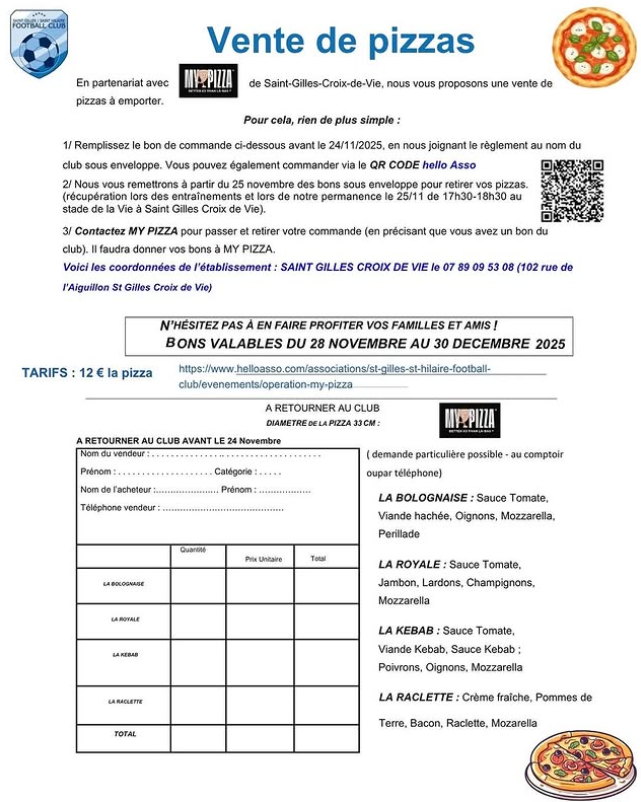VENTE DE PIZZAS